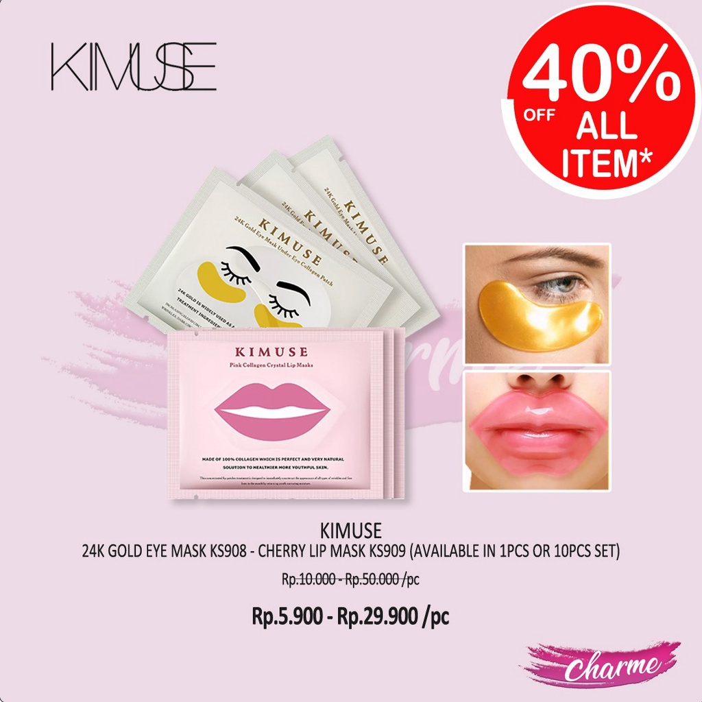 (READY &amp; ORI) Kimuse 24K Gold Eye &amp; Lip Mask Masker Mata Bibir KS908 909