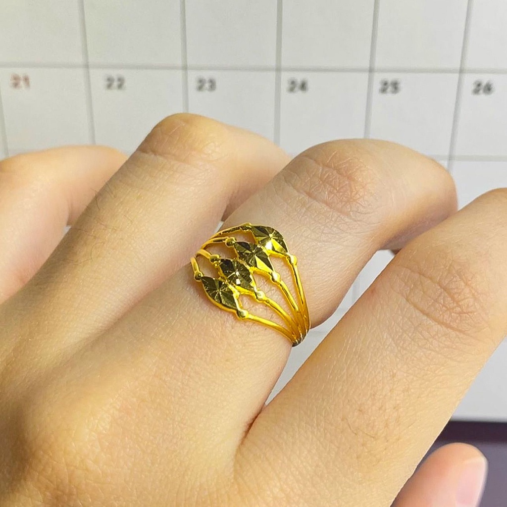 Cincin anak dan dewasa emas asli kadar 16k 70 lokal 65 kerawang lebar polos branded love bunga