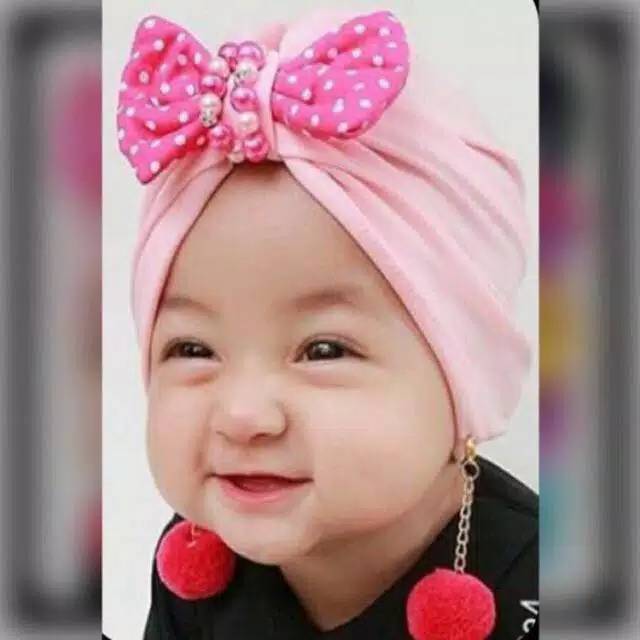 Turban bayi anting pompom 0-2 tahun / TURBAN BABY ANTING POMPOM / HEADBAND BAYI POMPOM ANTING