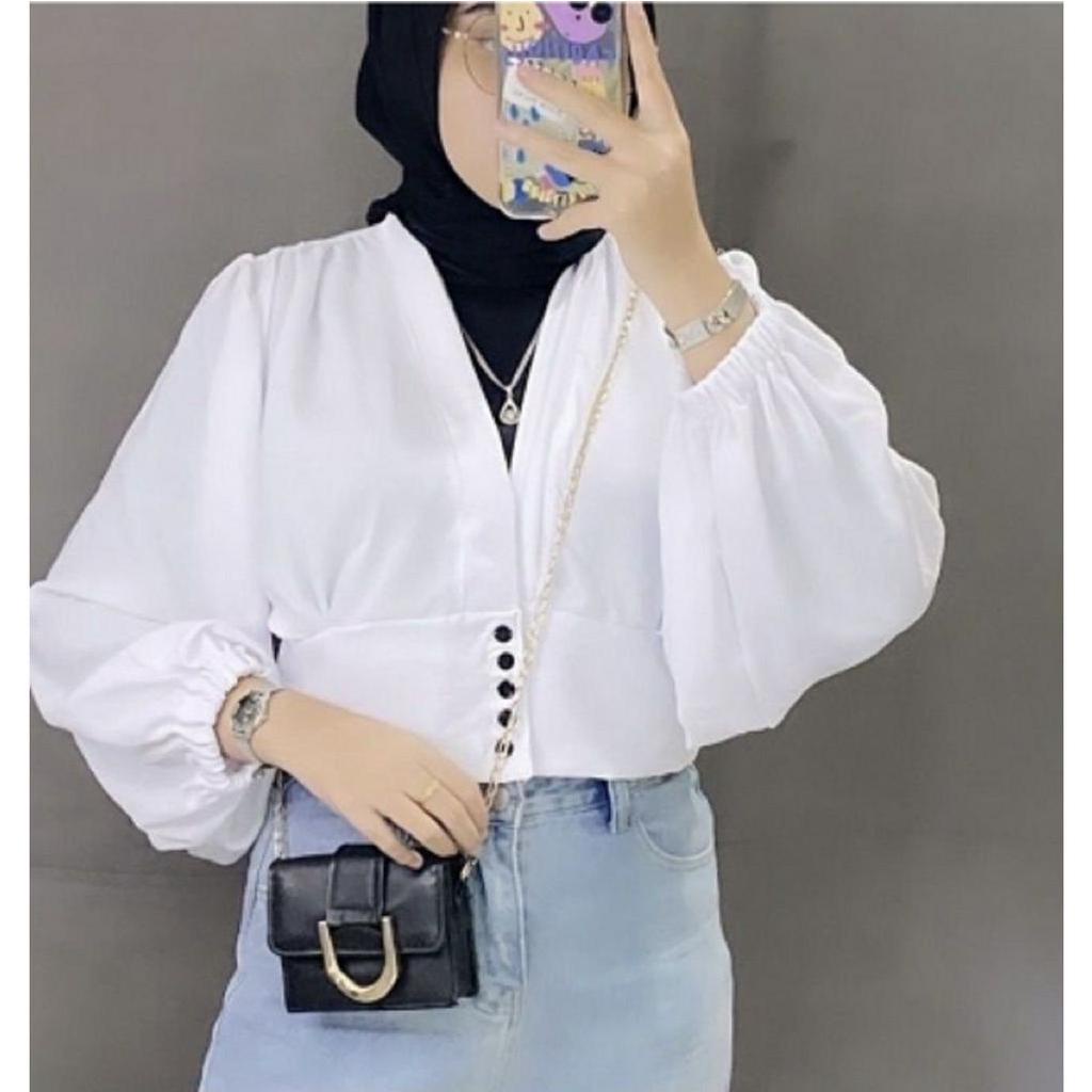 by asya TOP BLOUSE OUTER  SEMI  BIANCA BAHAN CRINCLE AIRFLOW