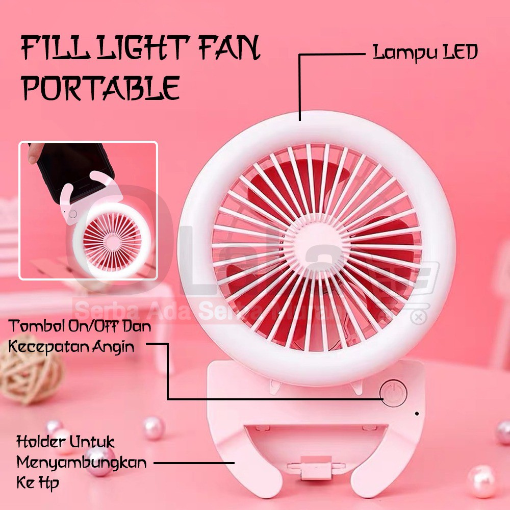 MINI FAN PORTABLE KIPAS ANGIN PUTAR LED FC-6357