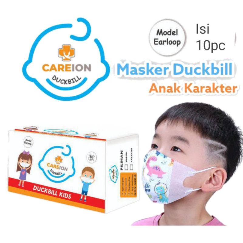 Masker Duckbill Careion Anak Masker Duckbill Karekter Anak 3D Masker Anak Isi 10pc