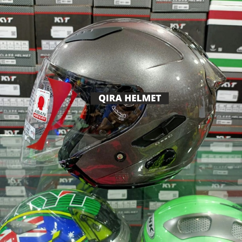 Jual Helm KYT Galaxy Flat R Solid Gun Metal Abu Tua Double Visor Half