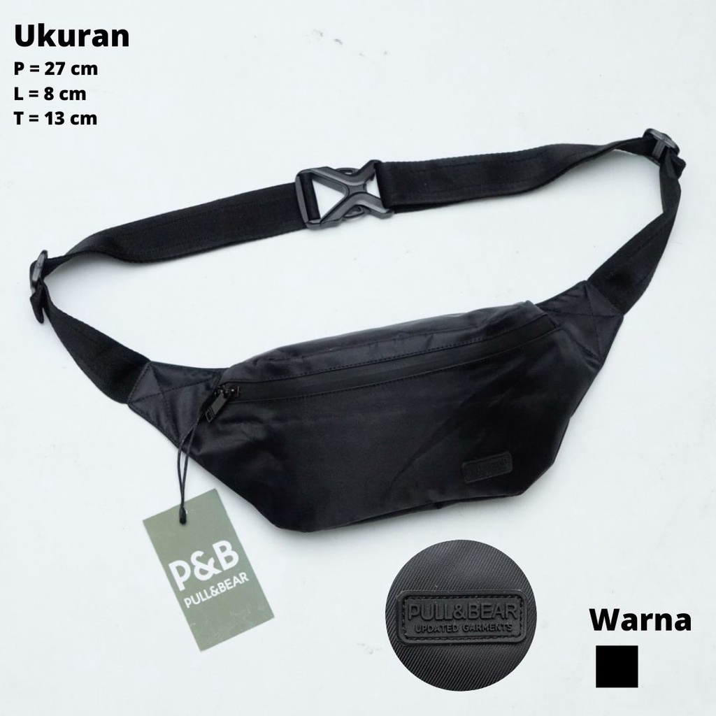 Tas Pull&amp;Bear Basic Waistbag Pria Kualitas Import Mirror Original