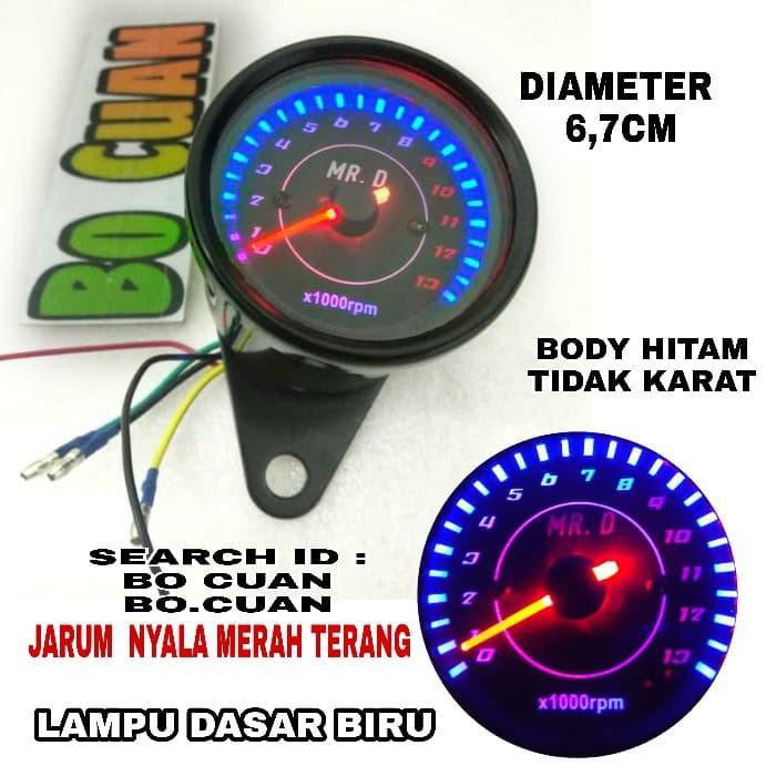 Tachometer RPM bulat hitam motor