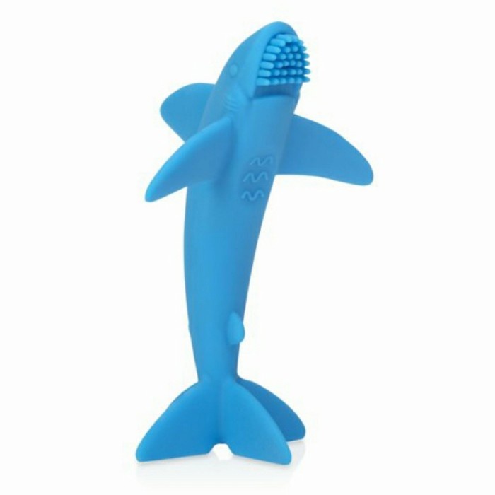 NUBY Silicone Teether Lil Shark Toothbrush Sensory Toy Gigitan Bayi