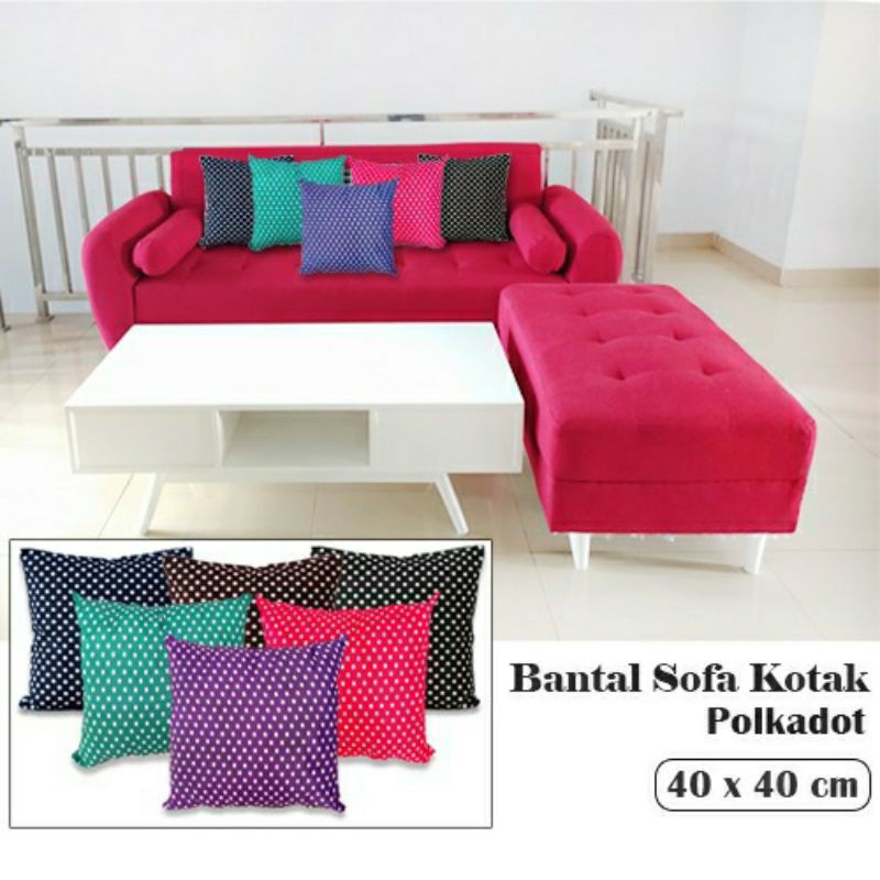 Bantal Sofa Bantal Kursi Motif Polkadot Kotak 40x40cm Tanpa Resleting