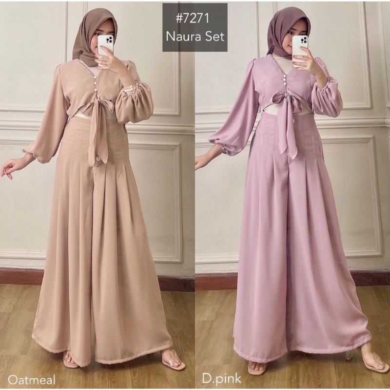 READY  NAURA SET CROP ORI BY. MISS KAMI HIJAB