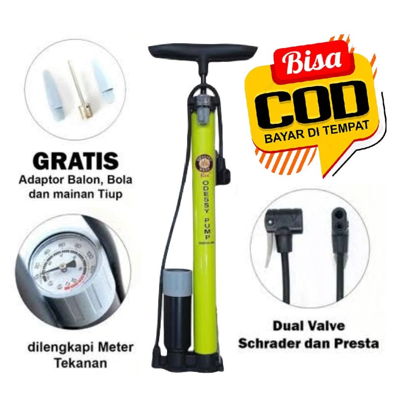 Pompa Alloy WorkMan/ Odessy Alloy Pump Ban Motor Sepeda Bola Lengkap Kompa Angin Tangan/ Pompa bola