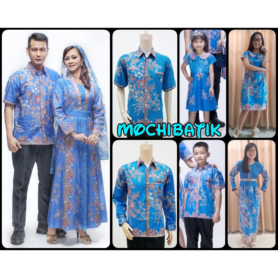 SARIMBIT COUPLE BATIK KELUARGA/FAMILY GAMIS MUSLIM KRISDAYANTI (KD) DSR WARNA BIRU
