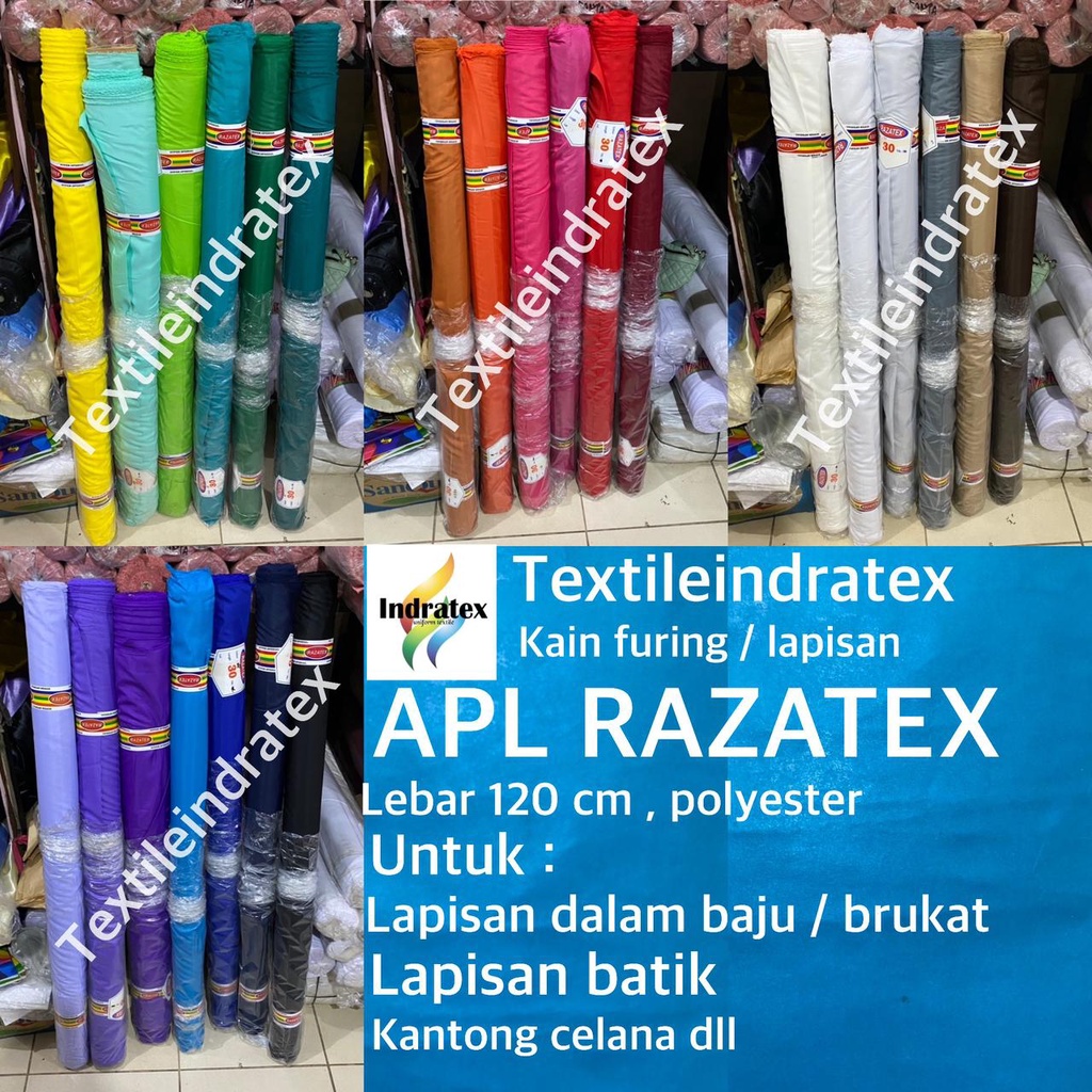 ( per 1 roll ) KAIN FURING ASAHI APL BAHAN LAPISAN TAS ROK BAJU GAMIS BROKAT SATIN HYCON TILE BATIK APL CAP RAZATEX