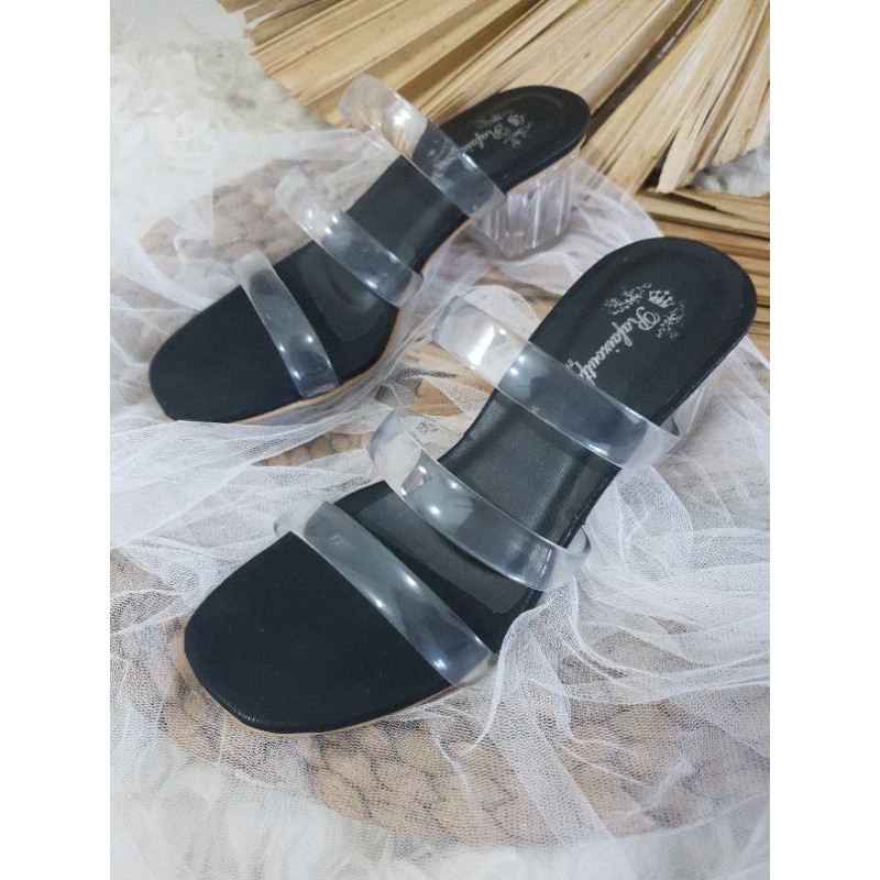 sandal talia hitam sandal kaca wanita 5cm sandal wanita