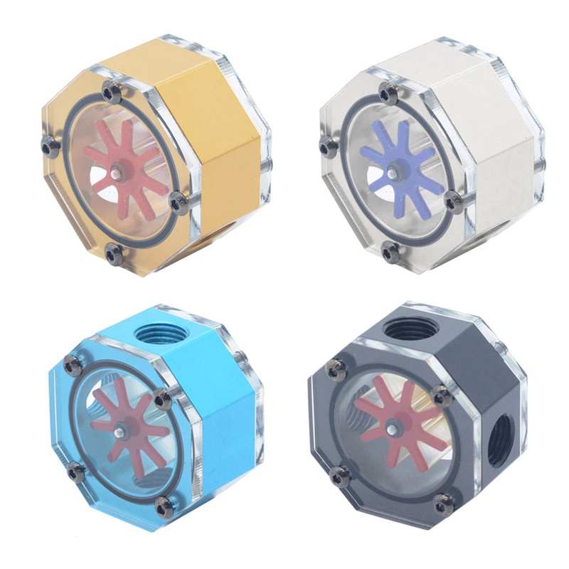 Bt Akrilik Octagonal Flow Indicator Computer Water Cooling Flow Meter G1/4Benang Female Kit Lengkap Liquid Coolin To