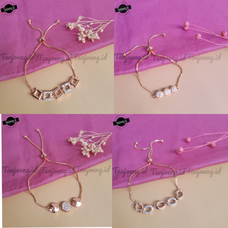 Gelang Serut Berlapis Emas Gelang Tangan Wanita Busana Fashion