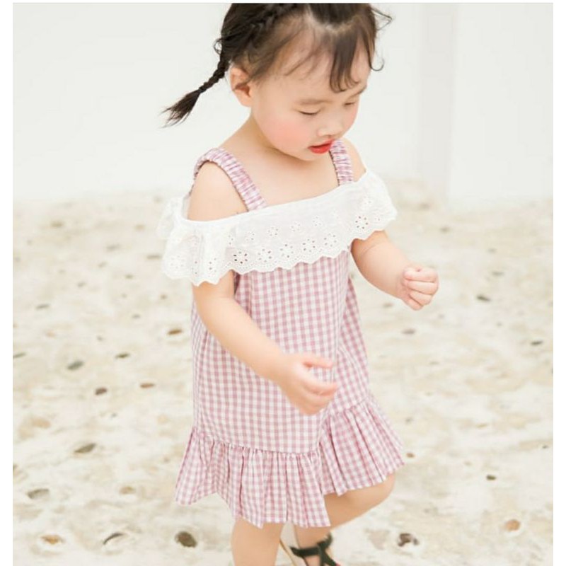 Dress Sabrina Kotak / Baju Kotak Anak Perempuan