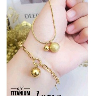 Titanium Set Perhiasan Wanita Gold Boba 7922e