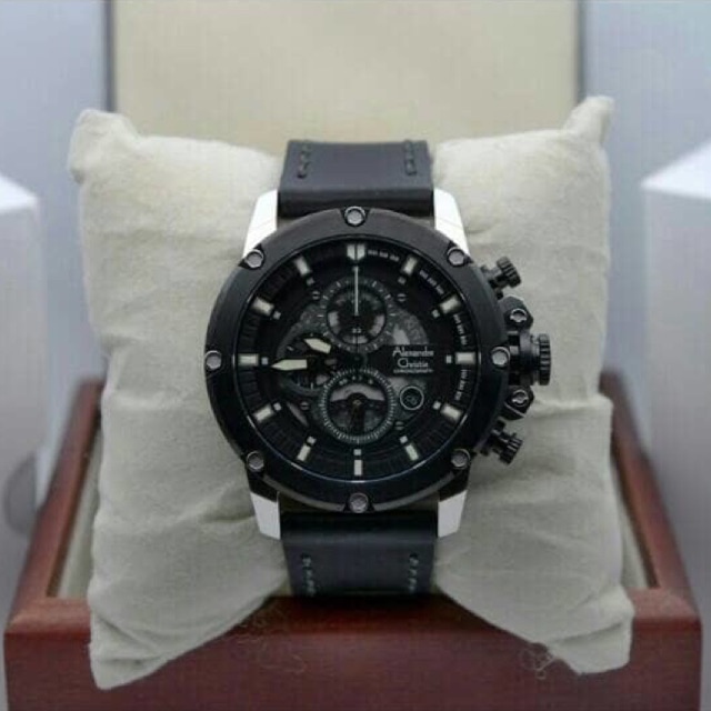 Jam Tangan Pria/Cowok Alexandre Christie AC 6416 Silver Black.Original Garansi Resmi 1 Tahun