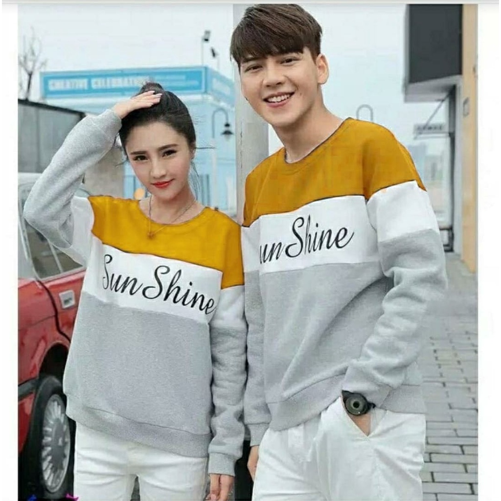 3 UKURAN L XL XXL CP SUNSHINE PAKAIAN COUPLE PASANGAN ATASAN SWEATER SWEETSHIRT FEHM