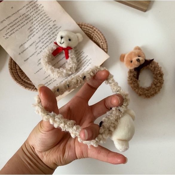 IKAT RAMBUT WANITA BEAR RABBIT AKSESORIS RAMBUT SCRUNCHIE FASHION KOREA IMPORT AK60