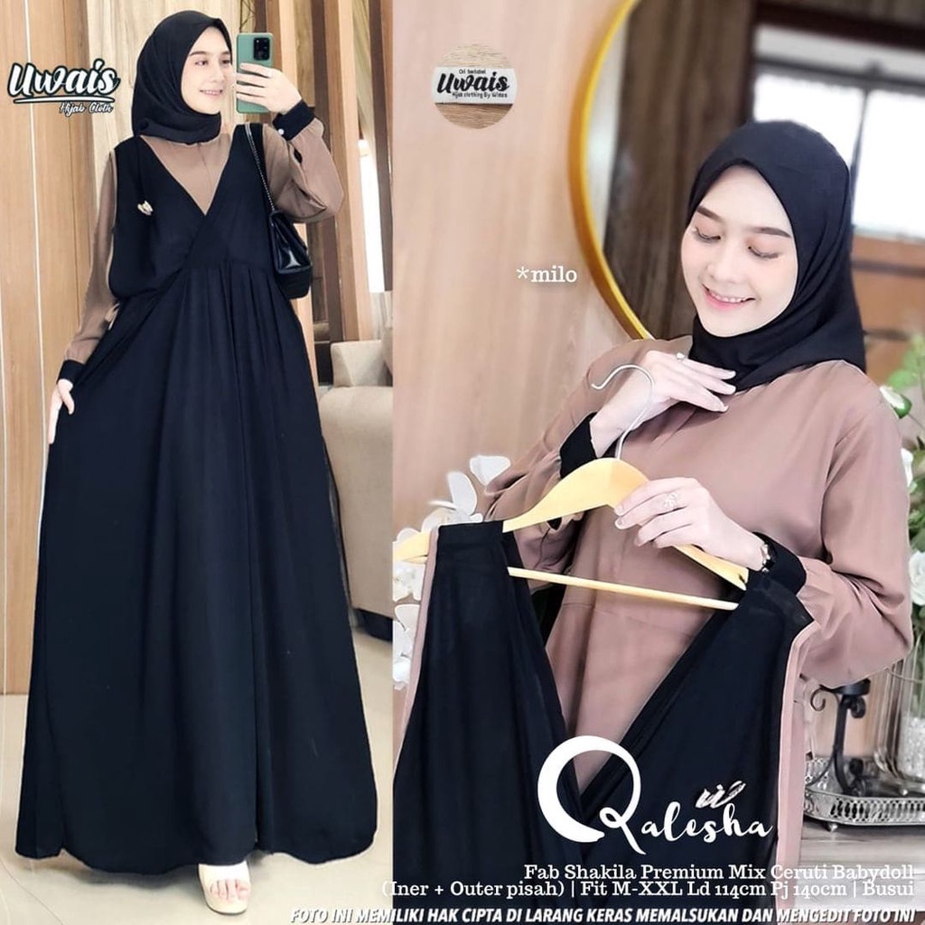 Qalesha Maxy Setelan Gamis Terbaru Dress Busui Friendly Mikka Set Ootd Hijab Style Kekinian Dress Mu