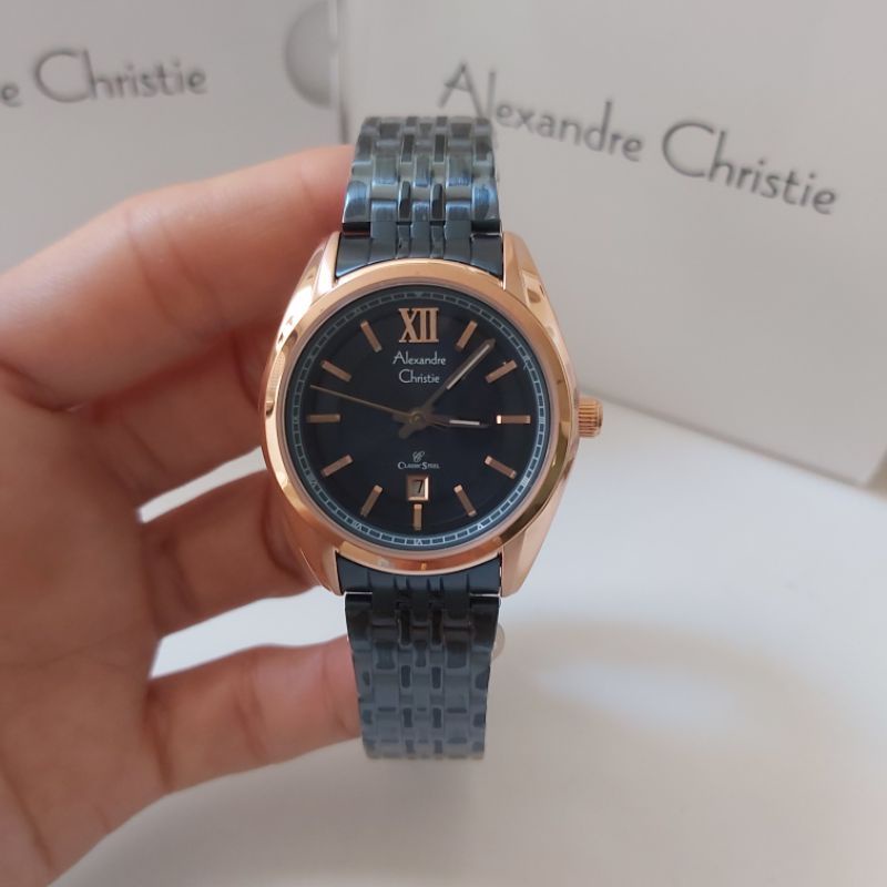 ALEXANDER CHRISTIE AC 8501 BLUE ROSEGOLD JAM TANGAN WANITA ORIGINAL
