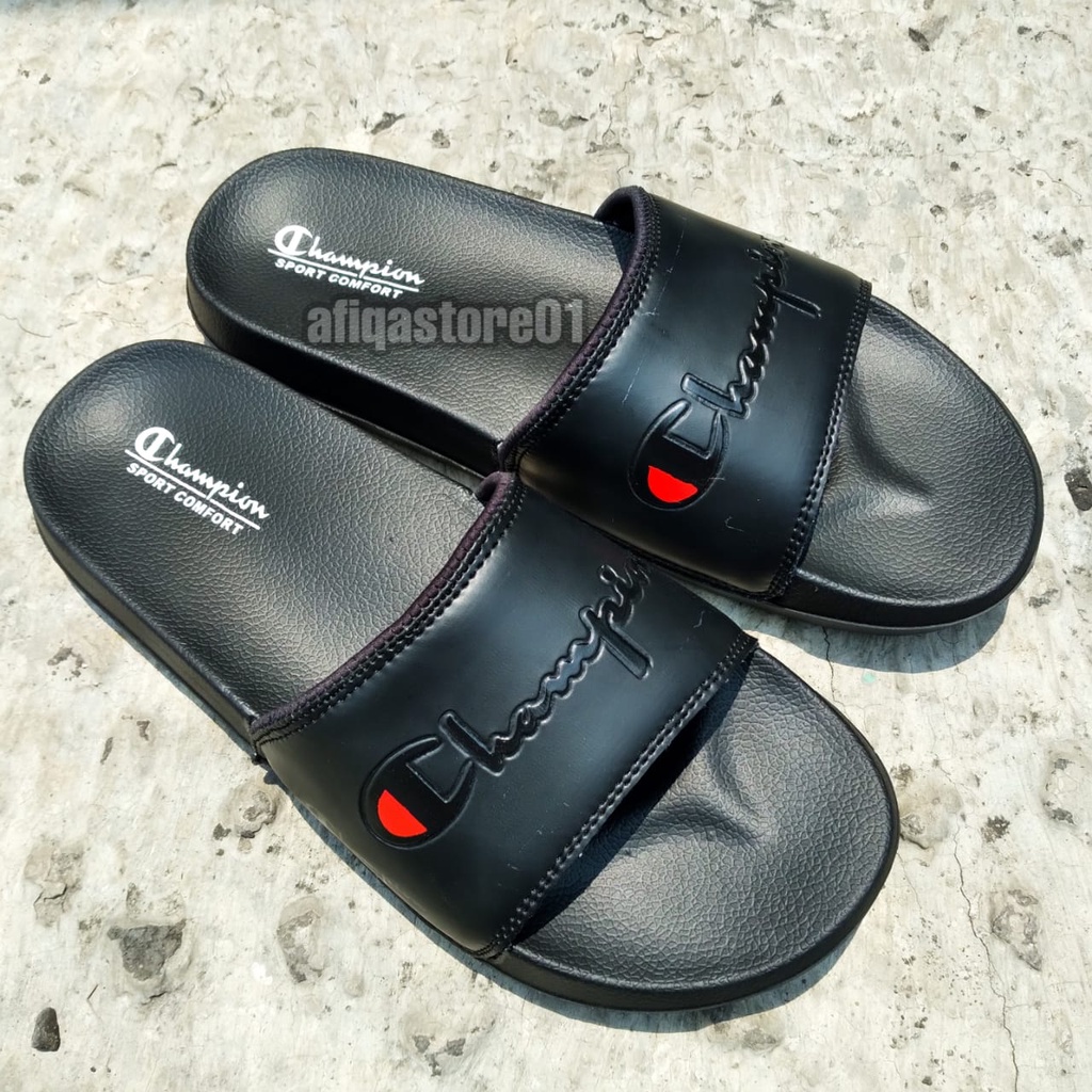 Sandal Pria Wanita Terbaru Anti Slip Bahan Karet Lentur Sandal Slop Full Black