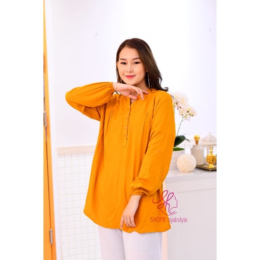 Blus Polos Mustard - Blouse Polos Rayon - Kubus - Fathin Basic - Kuning Kunyit - SHOPIE Hijabstyle-4