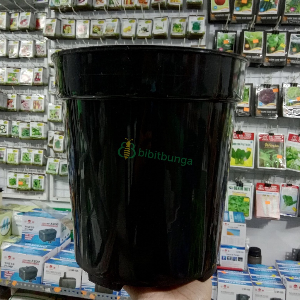 Pot Usa Eiffel 25 Hitam Tinggi Polos Vas Tanaman Bunga Keladi Aglonema