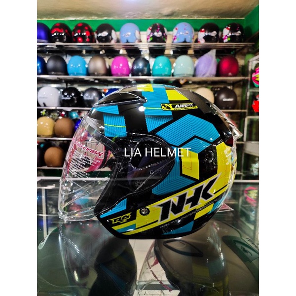 HELM HALF FACE NHK R6 MOTIF CUBE BLUE YELLOW / HELM NHK R6 MOTIF / HELM NHK R6 ORIGINAL