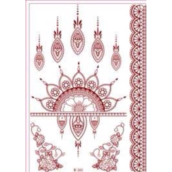 Stiker Henna Instan Harga per Lembar putih Maroon Wedding Tangan Pengantin white emas gold Marun temporari