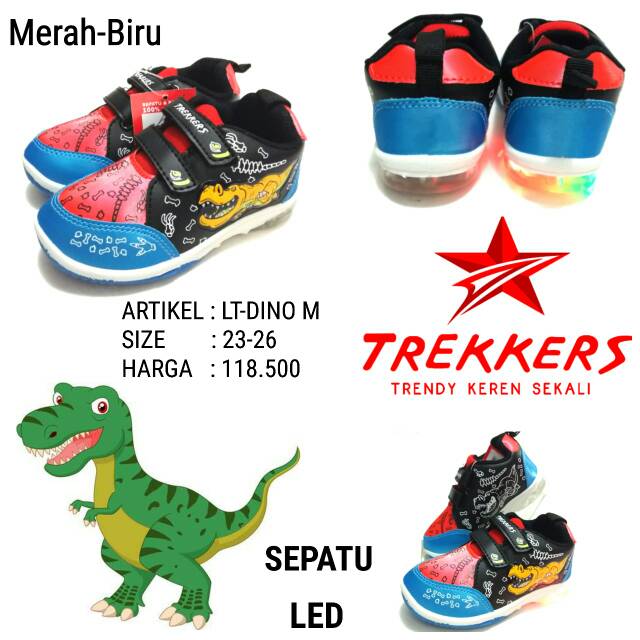 SEPATU KREKETAN ANAK LAKI LAKI SEPATU LAMPU TREKKERS LT-DINO M MURAH BARU