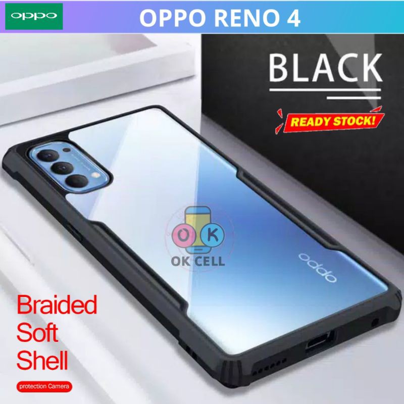 Hard Soft Case Oppo Reno 4 Versi Indonesia - Case Armor Transparan Ultra Thin Oppo Reno4 Premium