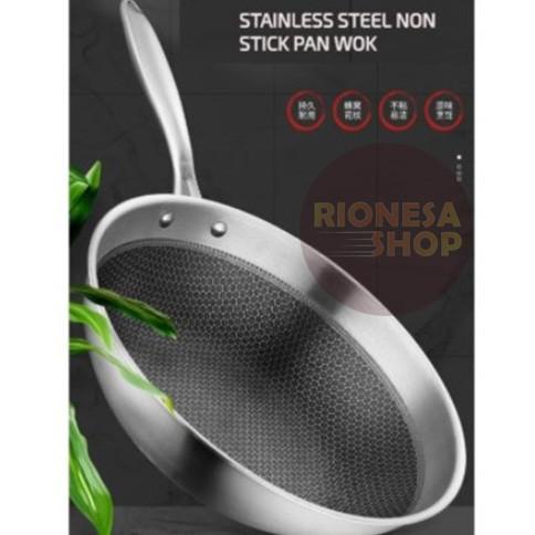 Honeycomb Wok Pan Stainless Steel 32 / 34 Cm Viera Wajan Anti Lengket Wn78676