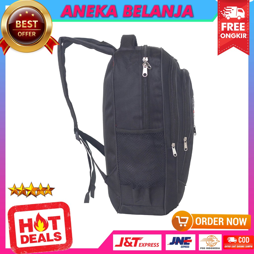 BACKPACK SEKOLAH COWOK ALFITO JARING SPIDER HITAM TAS RANSEL LAPTOP MURAH MULTIFUNGSI BERKUALITAS