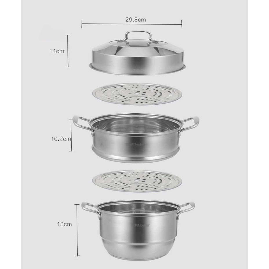 Panci Steamer 2 Tingkat Kukusan Stainless Steel panci multifungu peralatan dapur perlalatan dapur ZG-1 - WORLDHOME