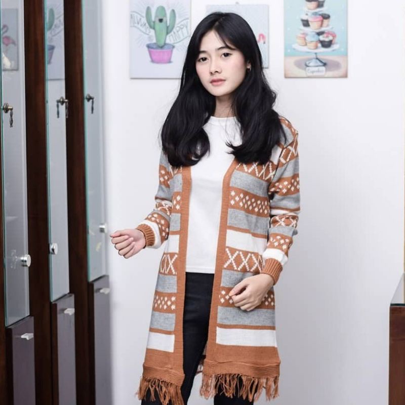 LONG CARDY HINATA KNIT / KARDIGAN RAJUT / WANITA RAJUT / KARDIGAN PANJANG