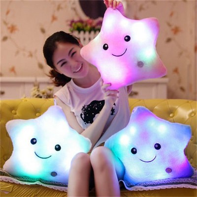 Mainan Bantal Bentuk Bintang Bahan Plush Ukuran 34CM Dengan Lampu Led Untuk Anak Perempuan