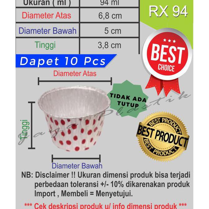 CUP ALUMINIUM FOIL KECIL POLKADOT MERAH UK.94ML - RX94