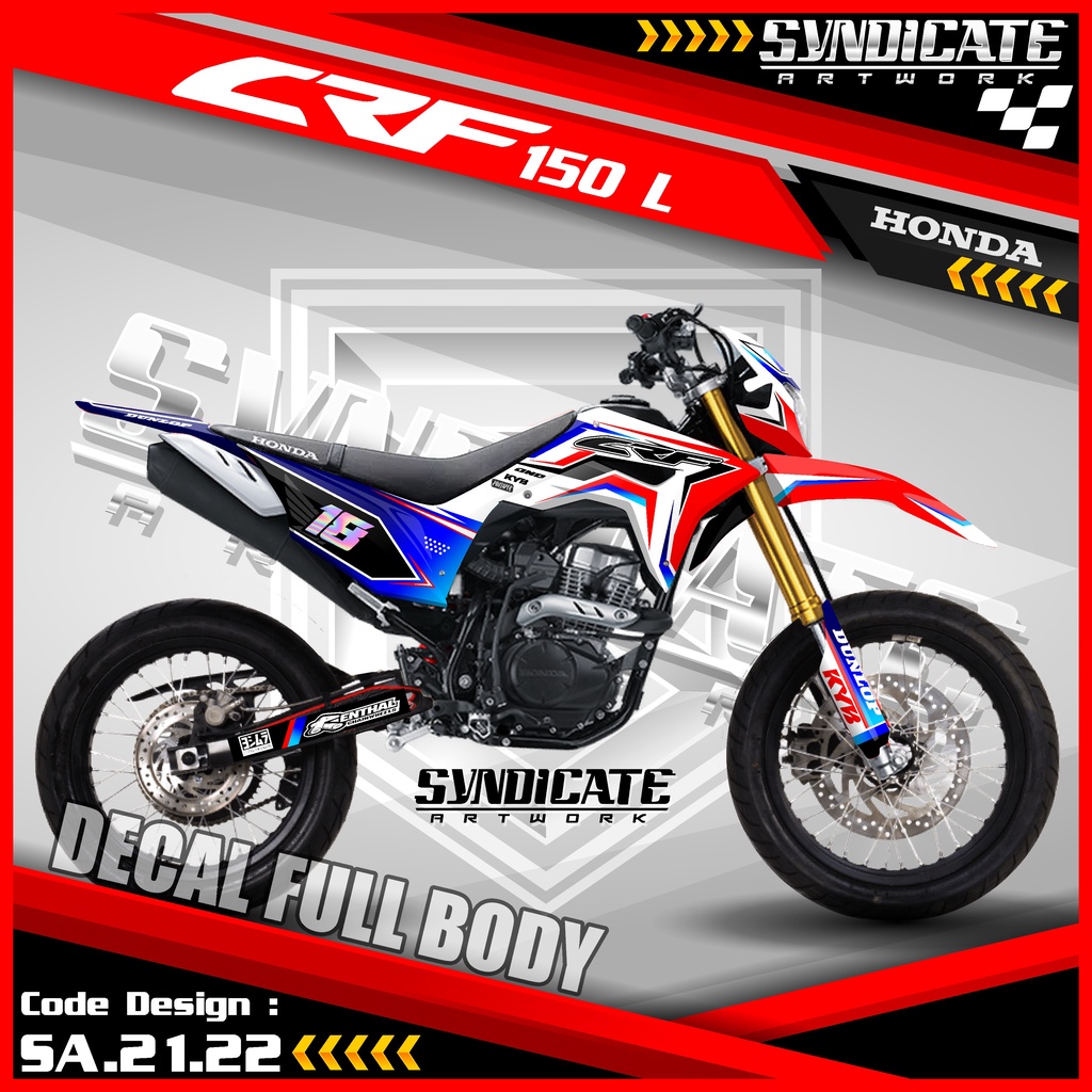 Decal Sticker Full Body Motor CRF 150L - Dekal Stiker Motor Cross Variasi Aksesoris Desain Racing Bl