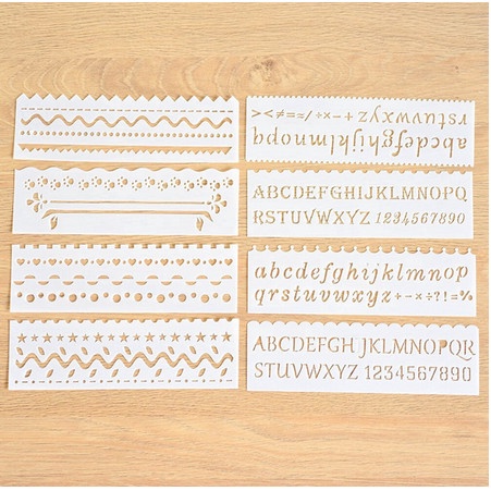 Plastic Stencil 15.5x5.5cm - Letters Theme (8pcs)