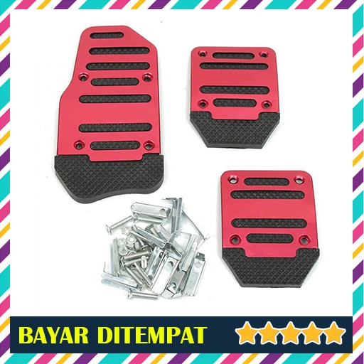 Cover Aluminium Pedal Gas Mobil Manual Matic Murah Import - Merah