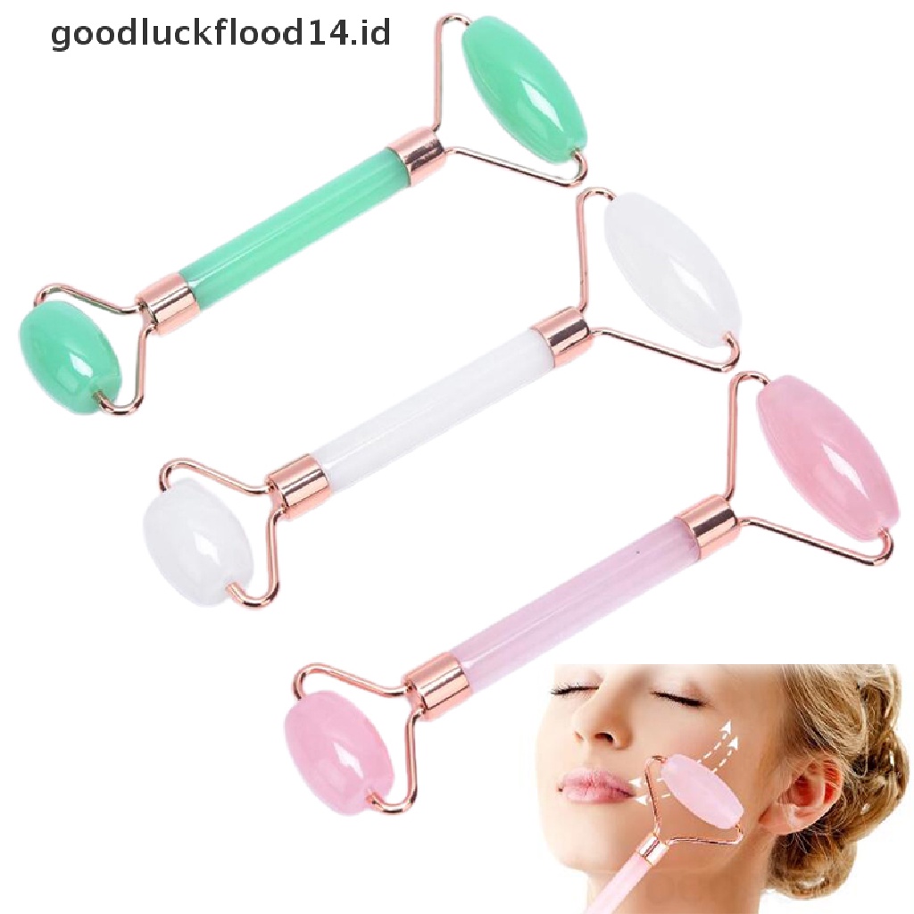 [OOID] Double Headed Massage Gua Sha Jade Facial Roller Face Lift Up Skin Care SPA Tool ID