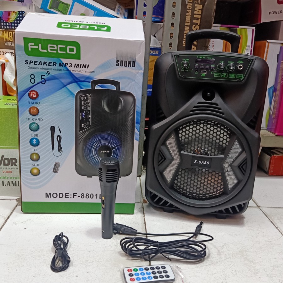 COD SPEAKER BLUETOOTH FLECO 8'5 F-8802 LED PLUS MIC KARAOKE TERBARU//SPEAKER SALON AKTIF 8'5 INCH F-8802 TERBARU