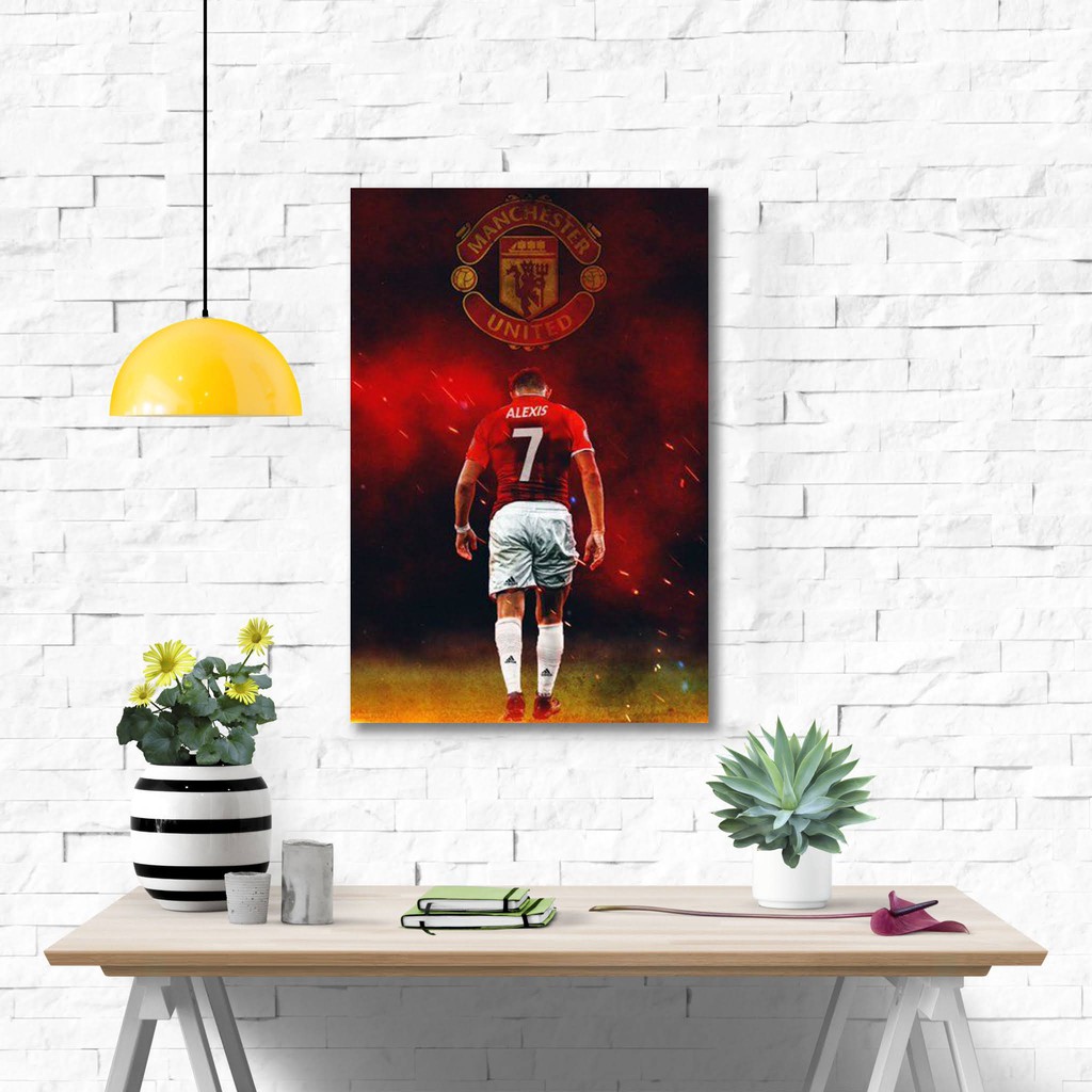 Poster kayu pajangan kamar - Alexis Sanchez Man Utd