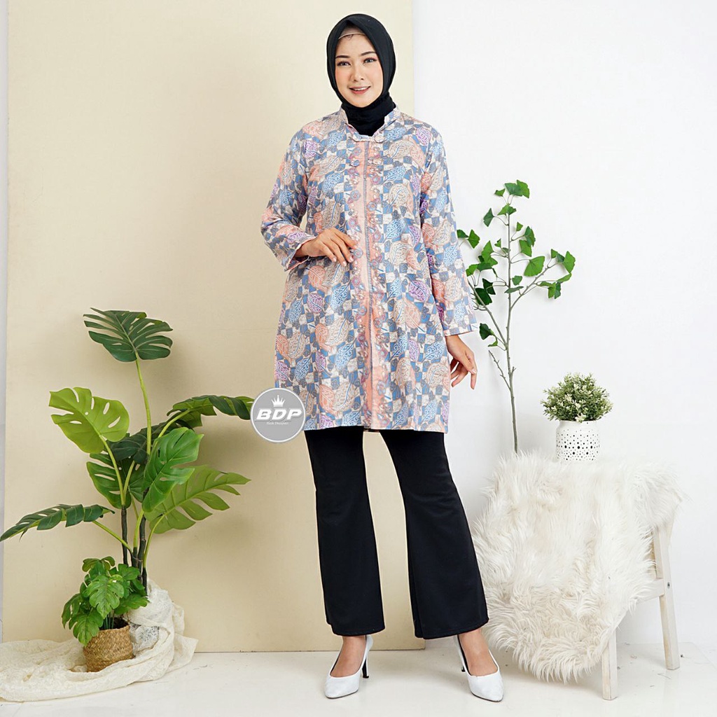 Baju Batik Wanita Modern M L XL XXL Atasan Batik Kerja Wanita Tunik Batik Kantor Batik Modern Seragam Batik-Motif-4