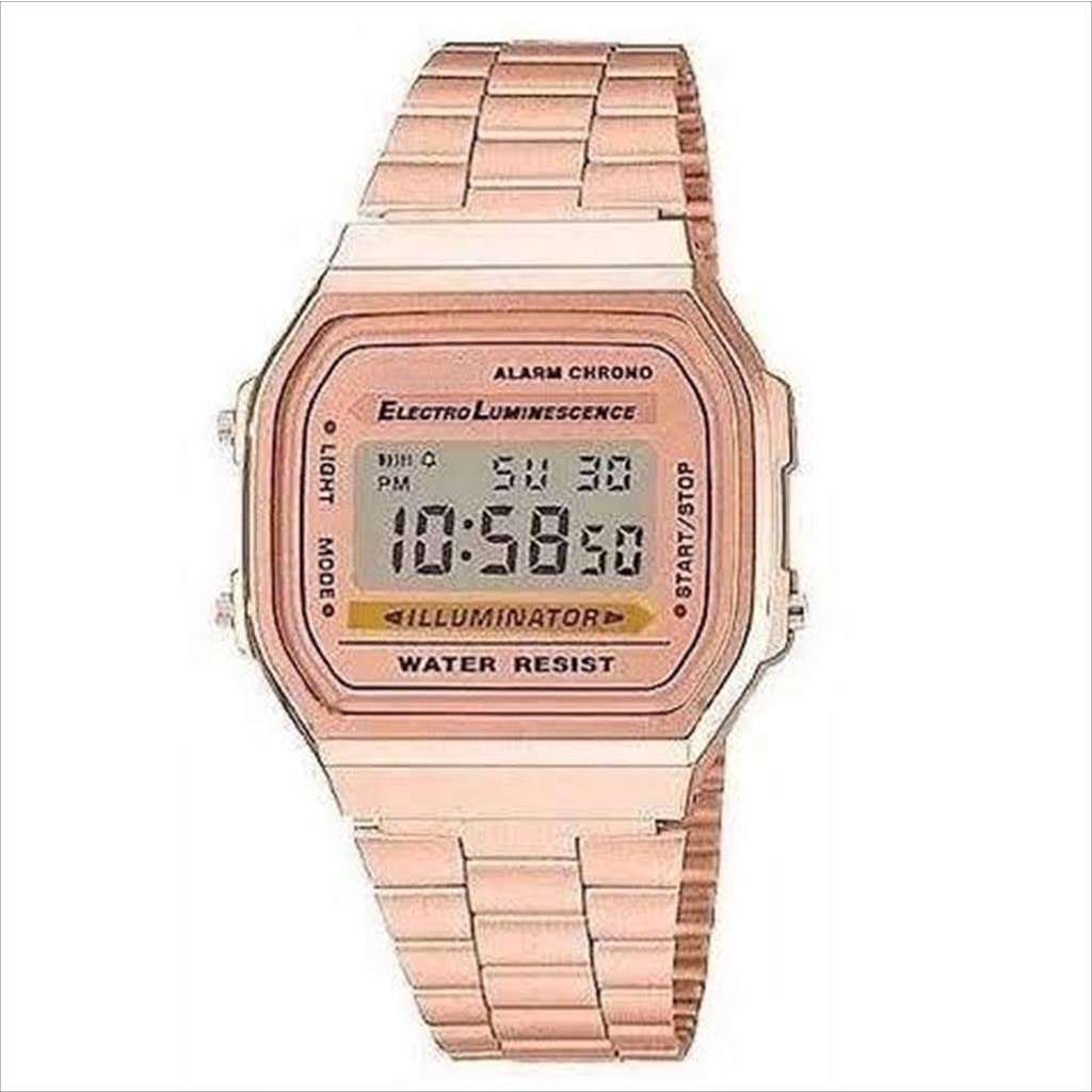 YA 141 - Jam Tangan Digital Casio Strap Rantai Stainlesss Steel jam Tangan Fashion Pria Import.