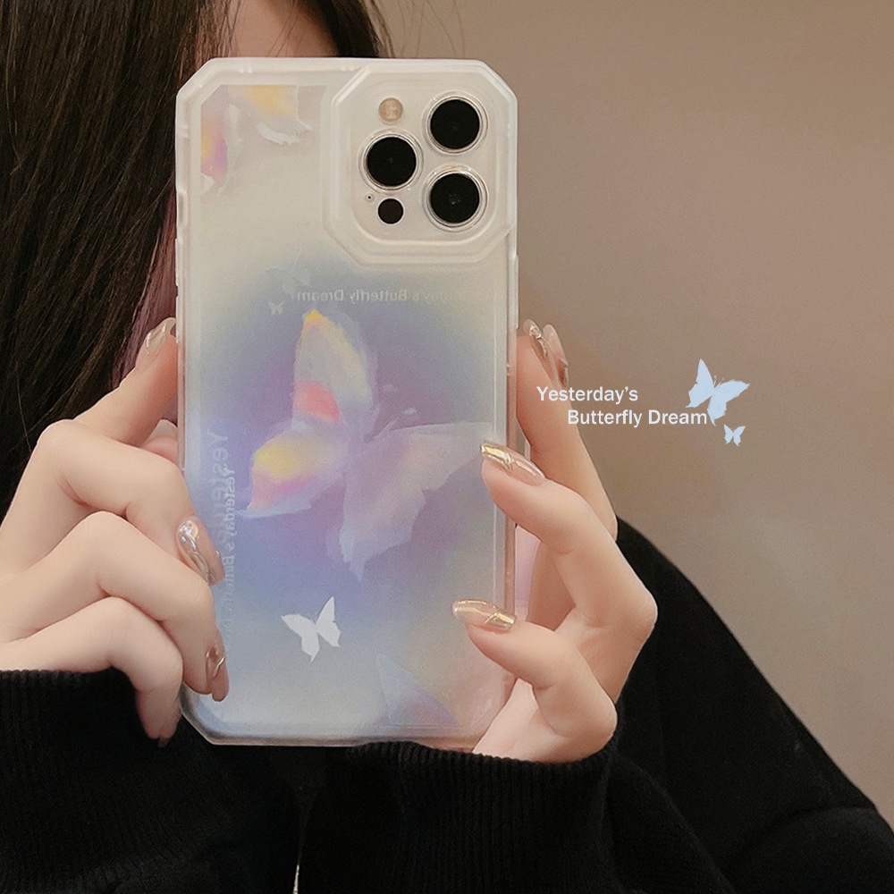 Soft Case Matte Desain Fairy Butterfly Straight Edge Untuk Iphone 7 8 PLUS X XR XS 11 12 13 14 PRO MAX SE 2020