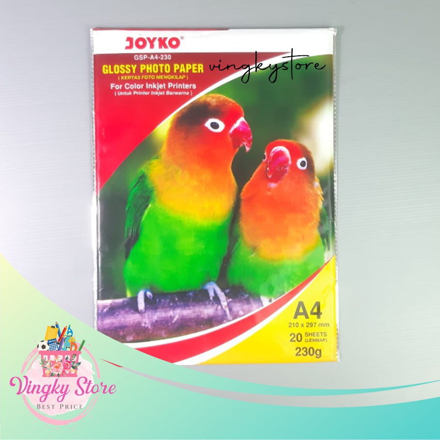 

Glossy Photo Paper / Kertas Foto Joyko GSP-A4-230 gsm (20 lembar)