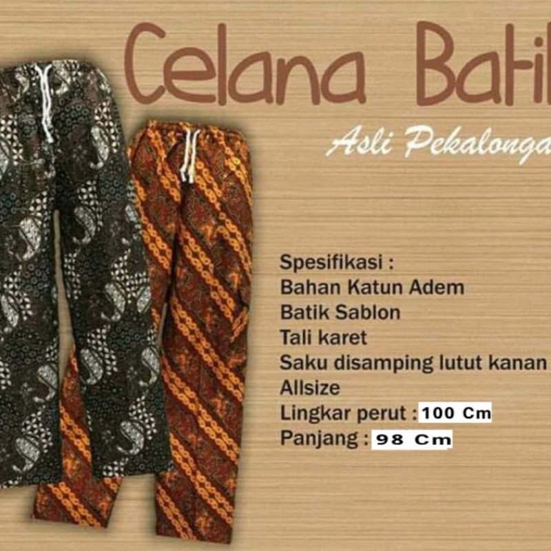 BATIK BETAWI BOIM CELANA BATIK BETAWI BOIM PANJANG PRIA - WANITA- WARNA PUTIH & KUNING BOIM PANJANG 