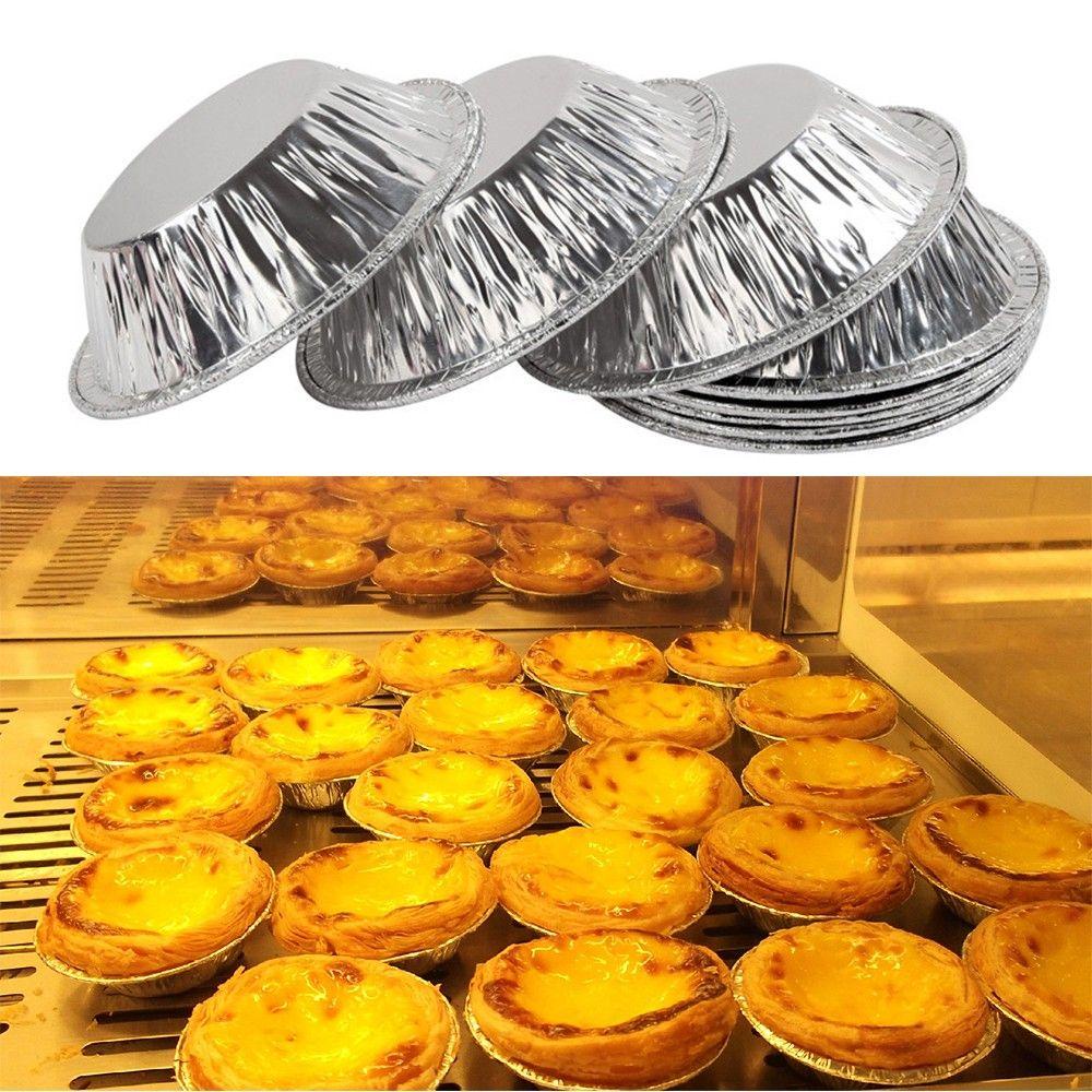 Solighter 20Pcs Cetakan Egg Tarts Kue Kering Bulat Cupcake Baking Alat Sekali Pakai